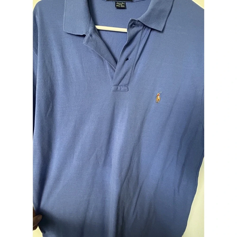 Polo Ralph Lauren Pima cotton MED  blue casual date night mens SHORT SLEEVE